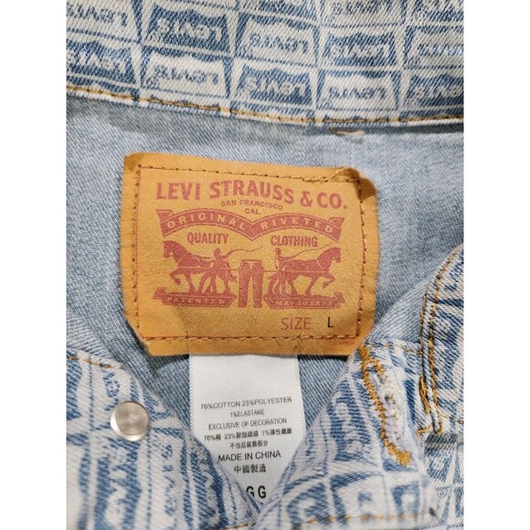 Levi Strauss Youth Blue Denim Logo Button Jacket Girls Sz 12-13 Yrs Womens Small - Picture 2 of 13